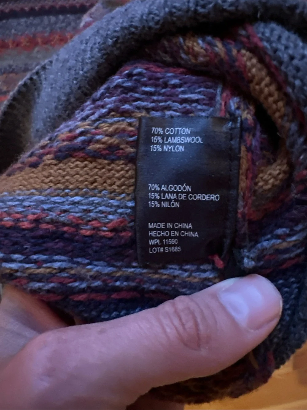 Weatherproof Fair Isle Lambswool Blend Sweater Mens XL Blue V Neck Knit 90s
